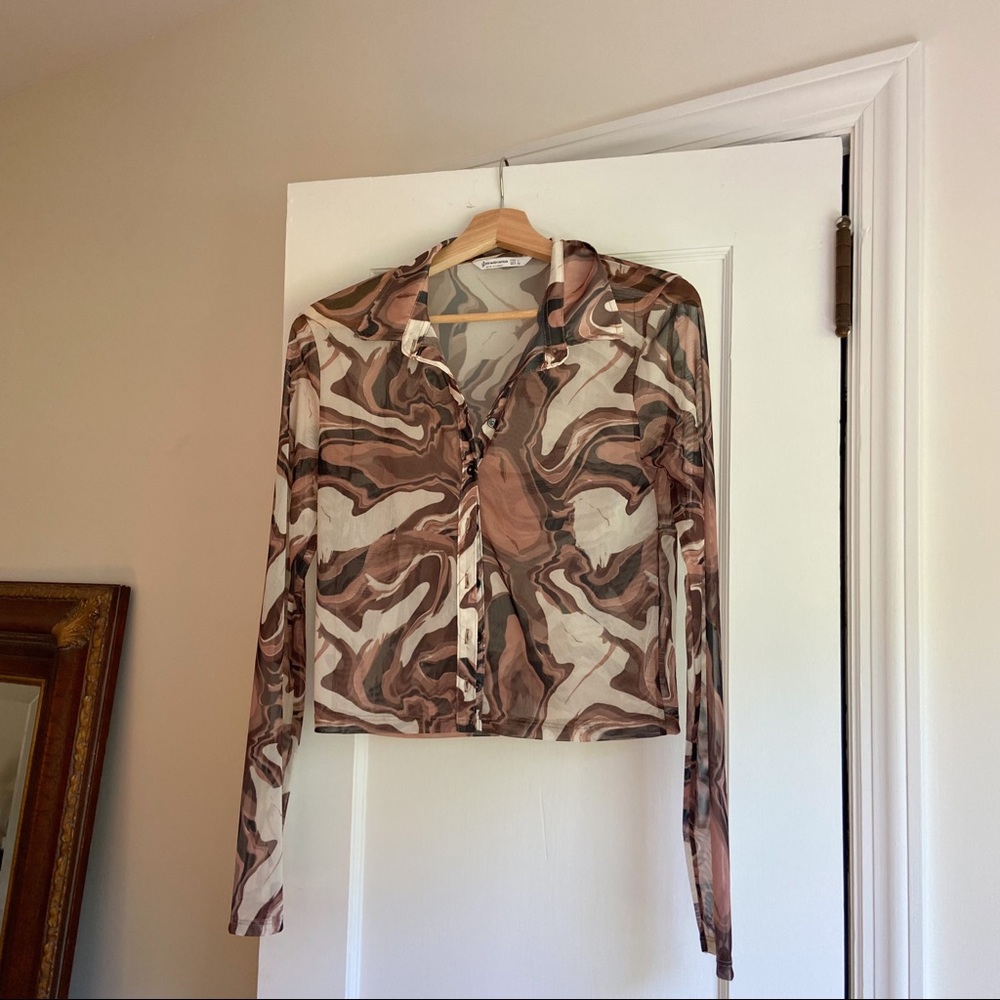 90’s mesh brown/beige mesh top